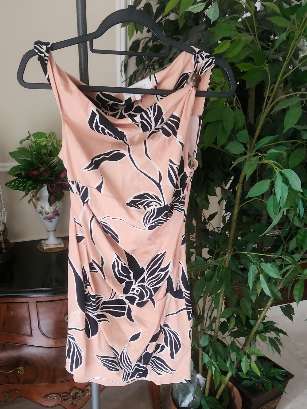 Zara Linen Blush Pink Floral Print Dress. NWT!
